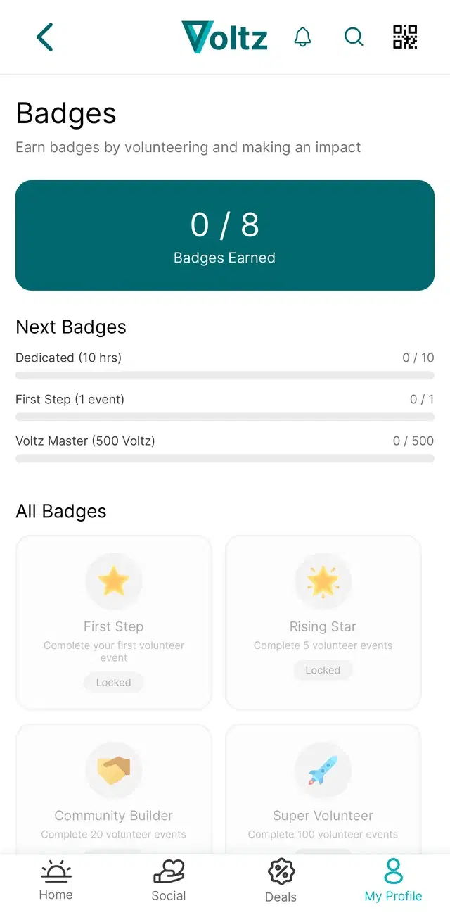 Badges you can earn in Voltz